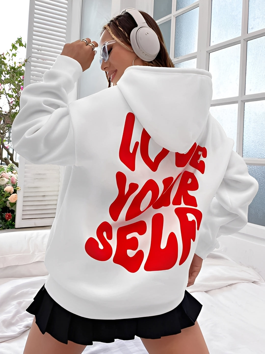 Rebeccah - Printed, loose cut hoodie for women