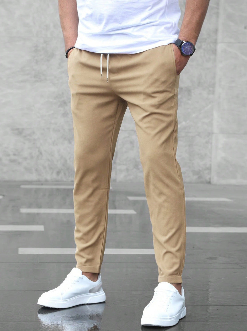 Allan - Casual, Slim Stretch Pants with Drawstring for Men