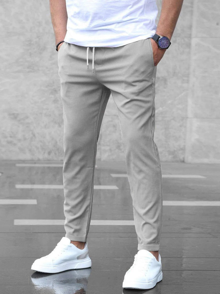 Allan - Casual, Slim Stretch Pants with Drawstring for Men