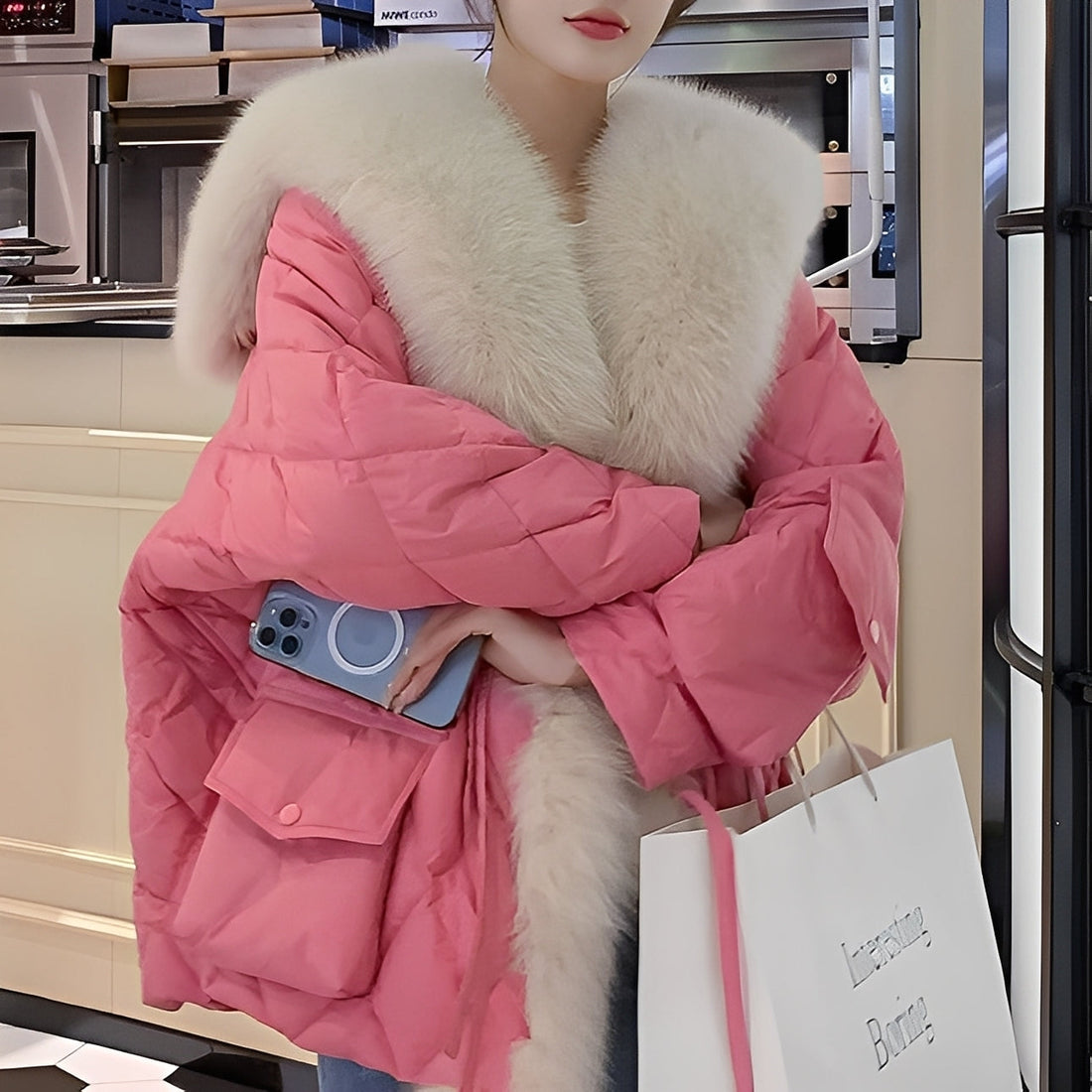 Marjorie - Fashionable Down Jacket with Fur Collar for Women