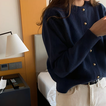 Merla - Loose Sweater Coat with Crew Neck for Women