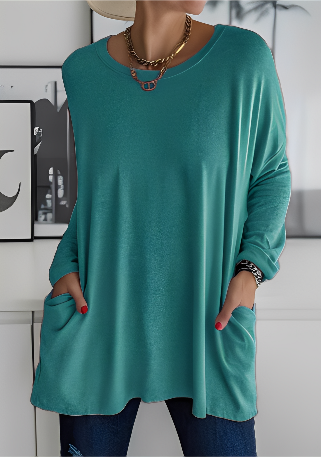 Krystle - Loose Long-Sleeve Top with Pockets for Women