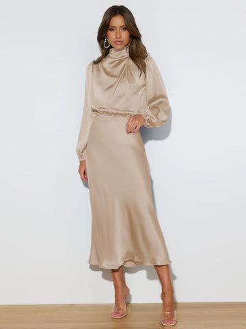 Danica - Formal Long Sleeve Dress with Halter for Women