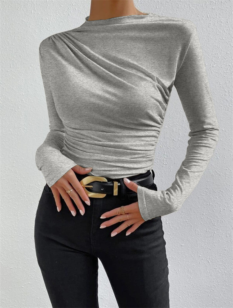 Livia – Long Sleeve Shirt with Pleats