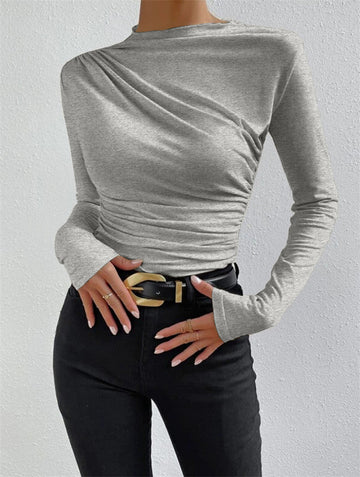 Livia – Long Sleeve Shirt with Pleats
