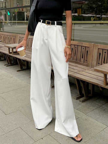 Marlene – Wide Fabric Pants Without Belt