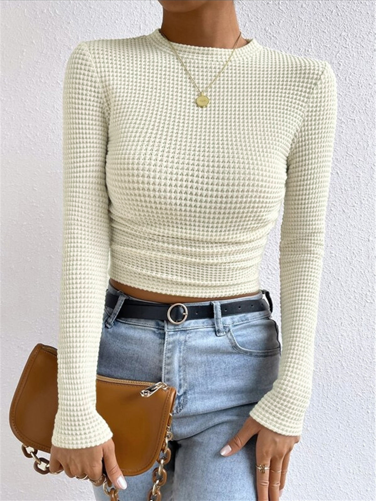 Tessa – Waffle Knit Slim Pullover