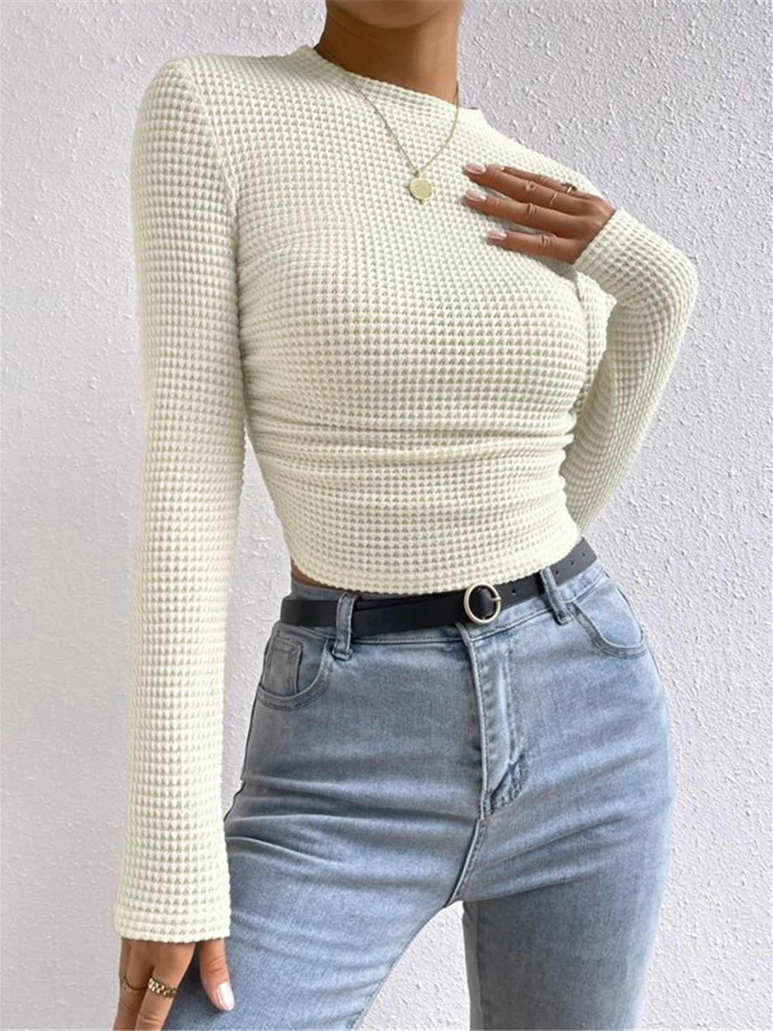 Tessa – Waffle Knit Slim Pullover