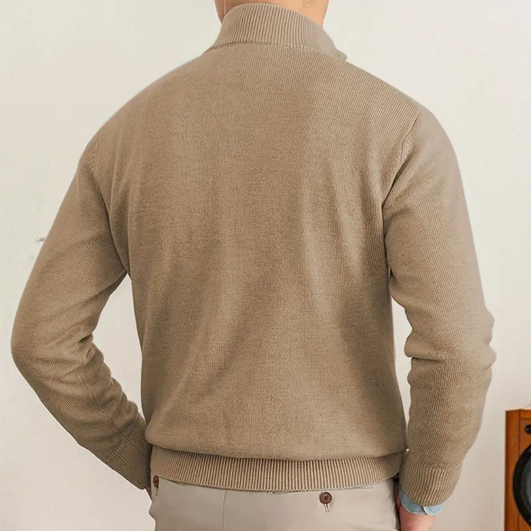 Olivier - Cotton Sweater with Half Zip