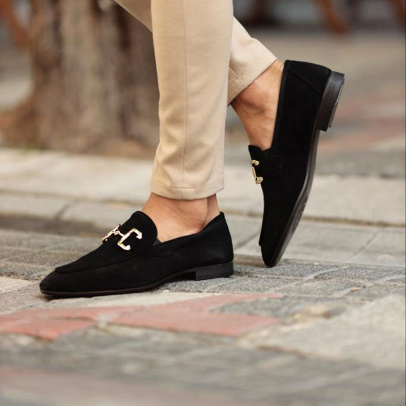 Rami - Men Suede Loafers with Metal Buckle