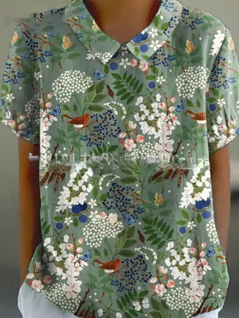 Shelby - Vintage Flower Blouse Women Casual