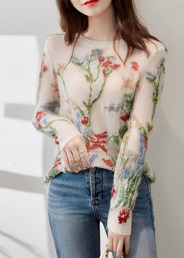 Gisselle - Stylish Knit Sweater with Floral Pattern for Women