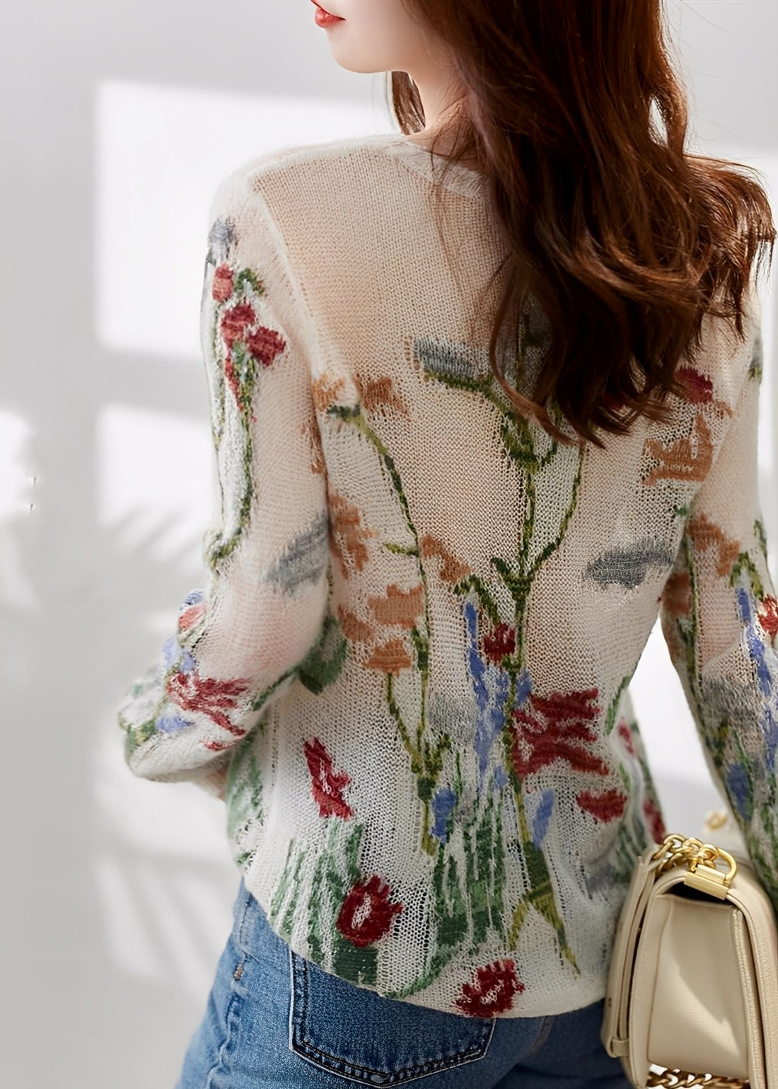 Gisselle - Stylish Knit Sweater with Floral Pattern for Women
