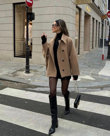 Elena – Oversized Wool Blend Double-Breasted Coat