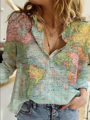 Janet - The world map motif shirt