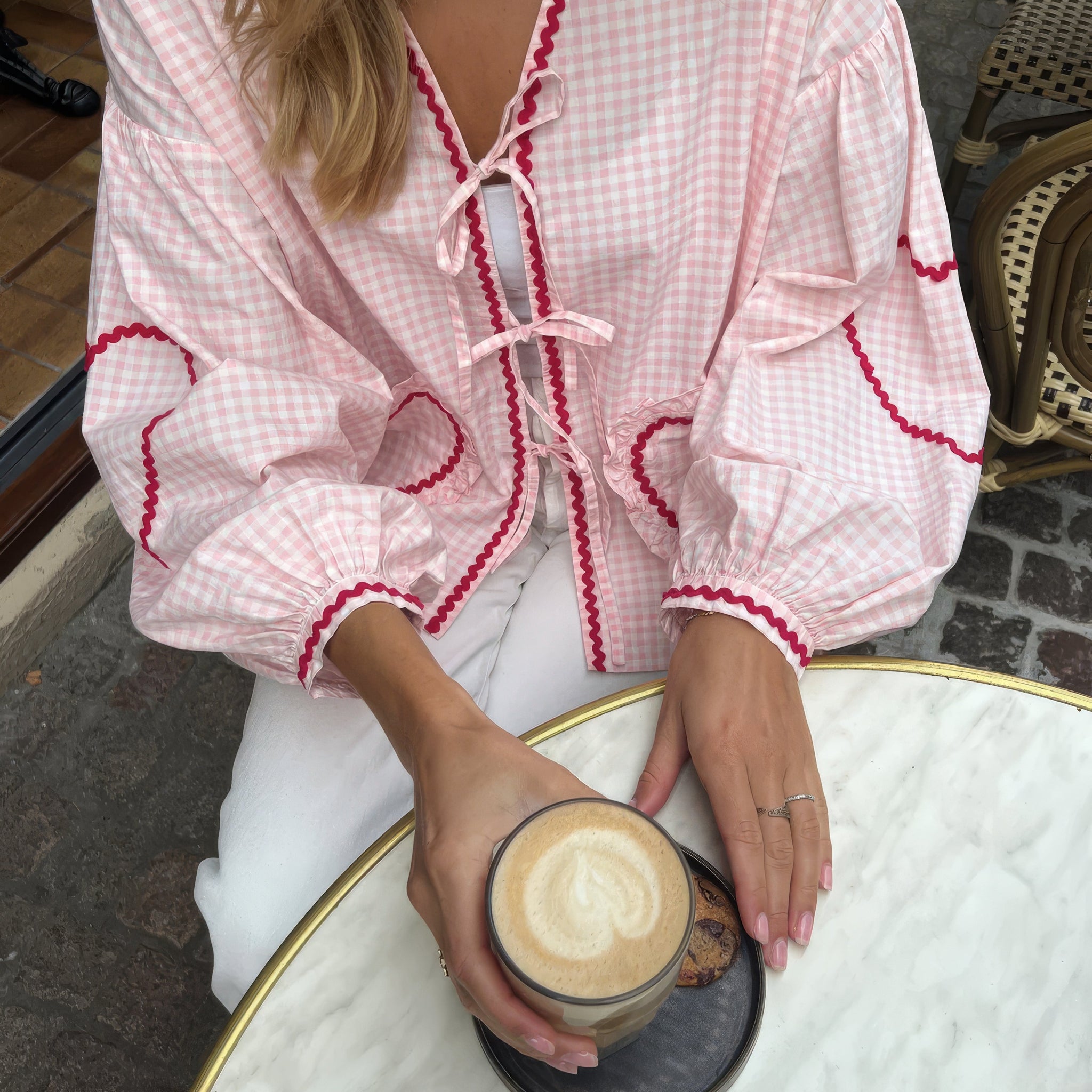Claudia – Gingham Blouse with Bow