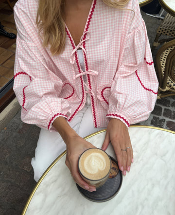 Claudia – Gingham Blouse with Bow