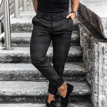 Jefferson - Loose cut chinos with check pattern for men