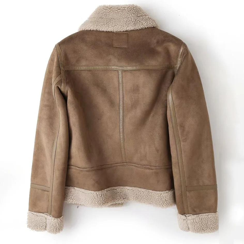 Macie – Leather Jacket with Sherpa Lining