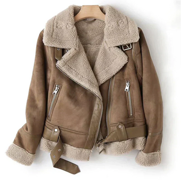 Macie – Leather Jacket with Sherpa Lining