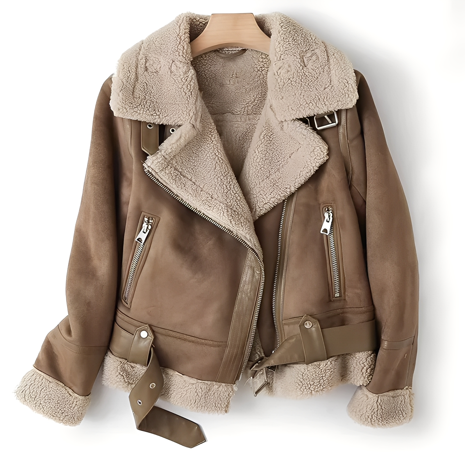 Yasmine - Warm Biker Jacket from Shearling for Women