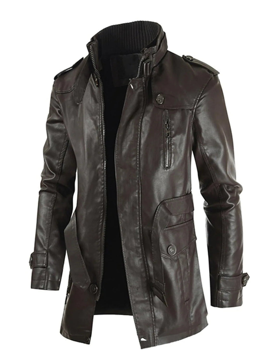 Brook - Sturdy Long Leather Jacket Men