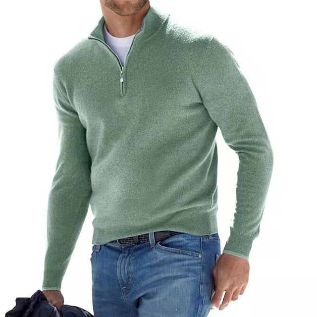 Placido - Men V-Neck Zipper Sweater