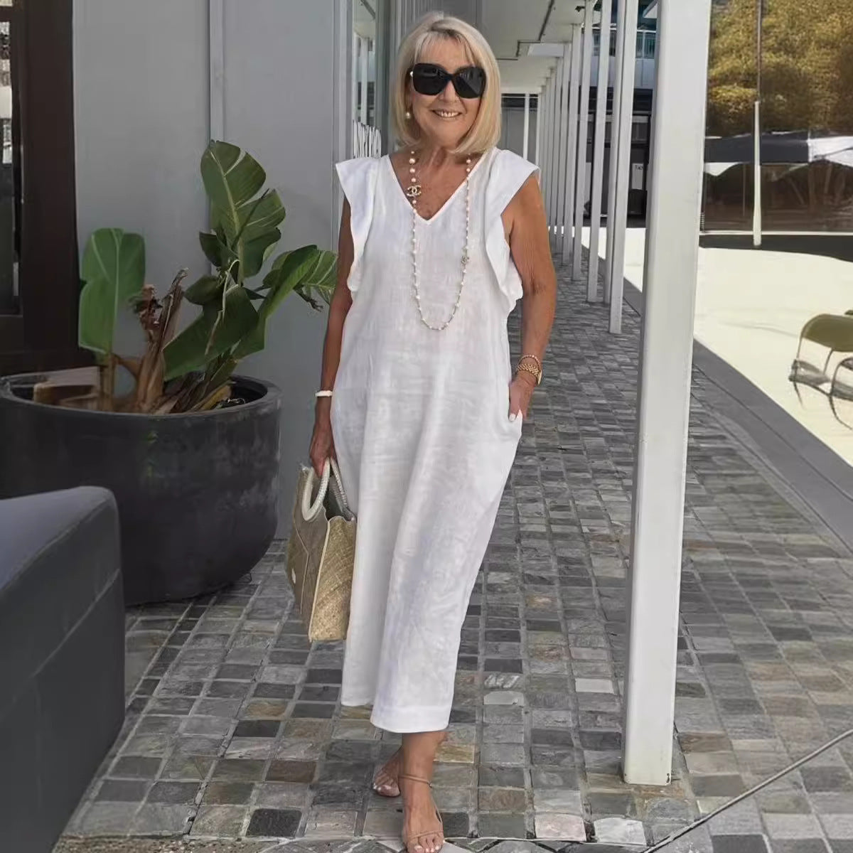 Bracha - Stylish Sleeveless Linen Dress Summer