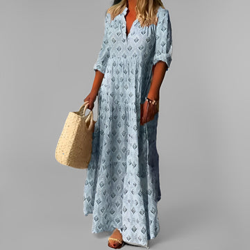 Monna - Retro and Loose-Fitting Maxi Dress for Women