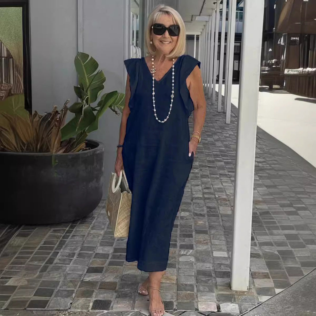 Bracha - Stylish Sleeveless Linen Dress Summer