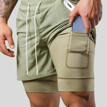 Keir - Men Training Pants Integrated Compression Shorts