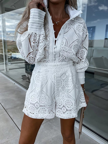 Aurora – Lace Set with Elegant Blouse and Shorts
