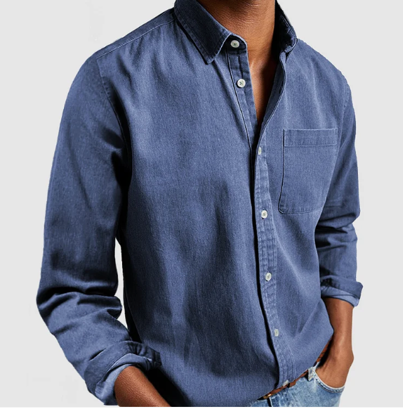 Evander - Men Casual Denim Shirt, Soft Cotton Blend