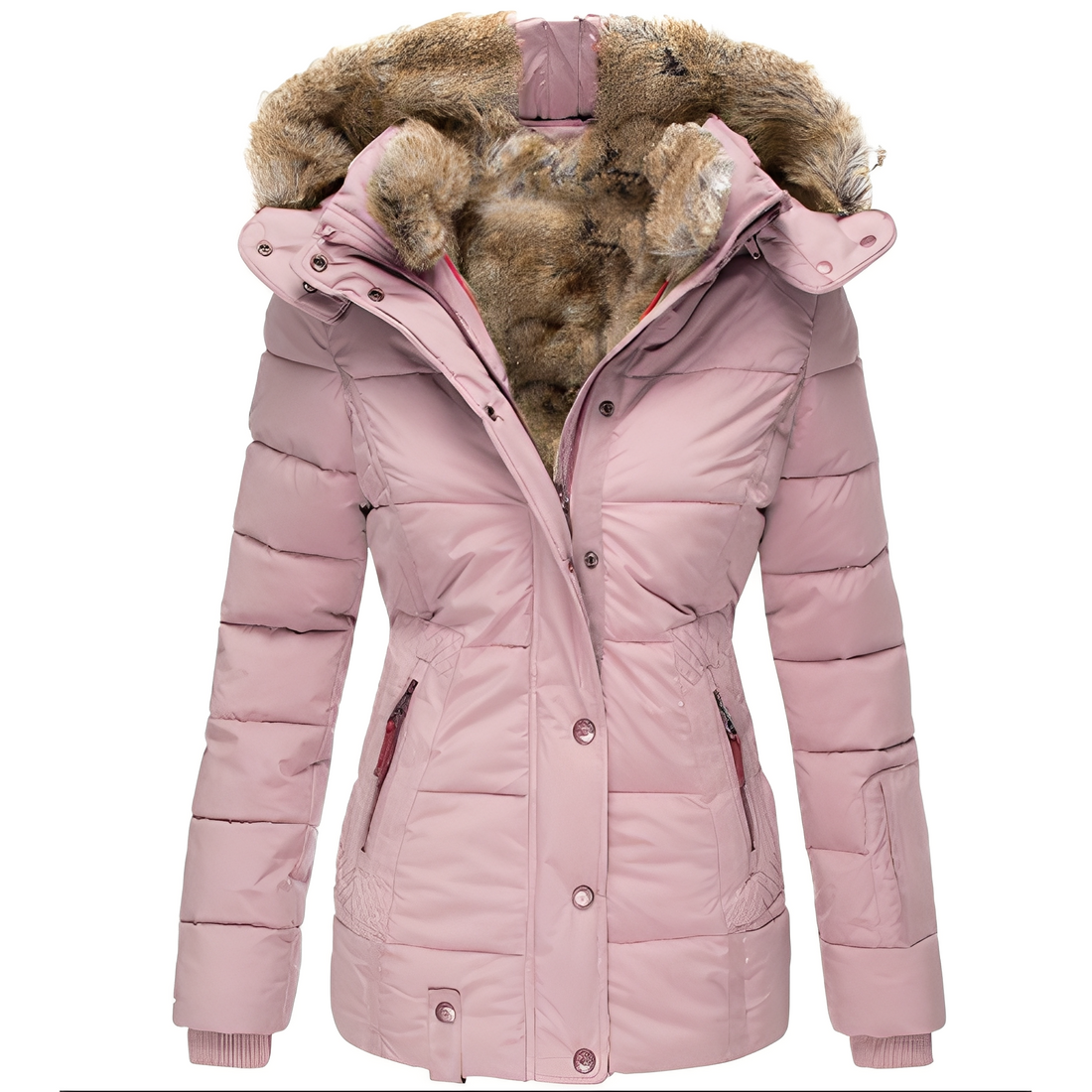 Odelia - Stylish slim jacket with fur collar for women