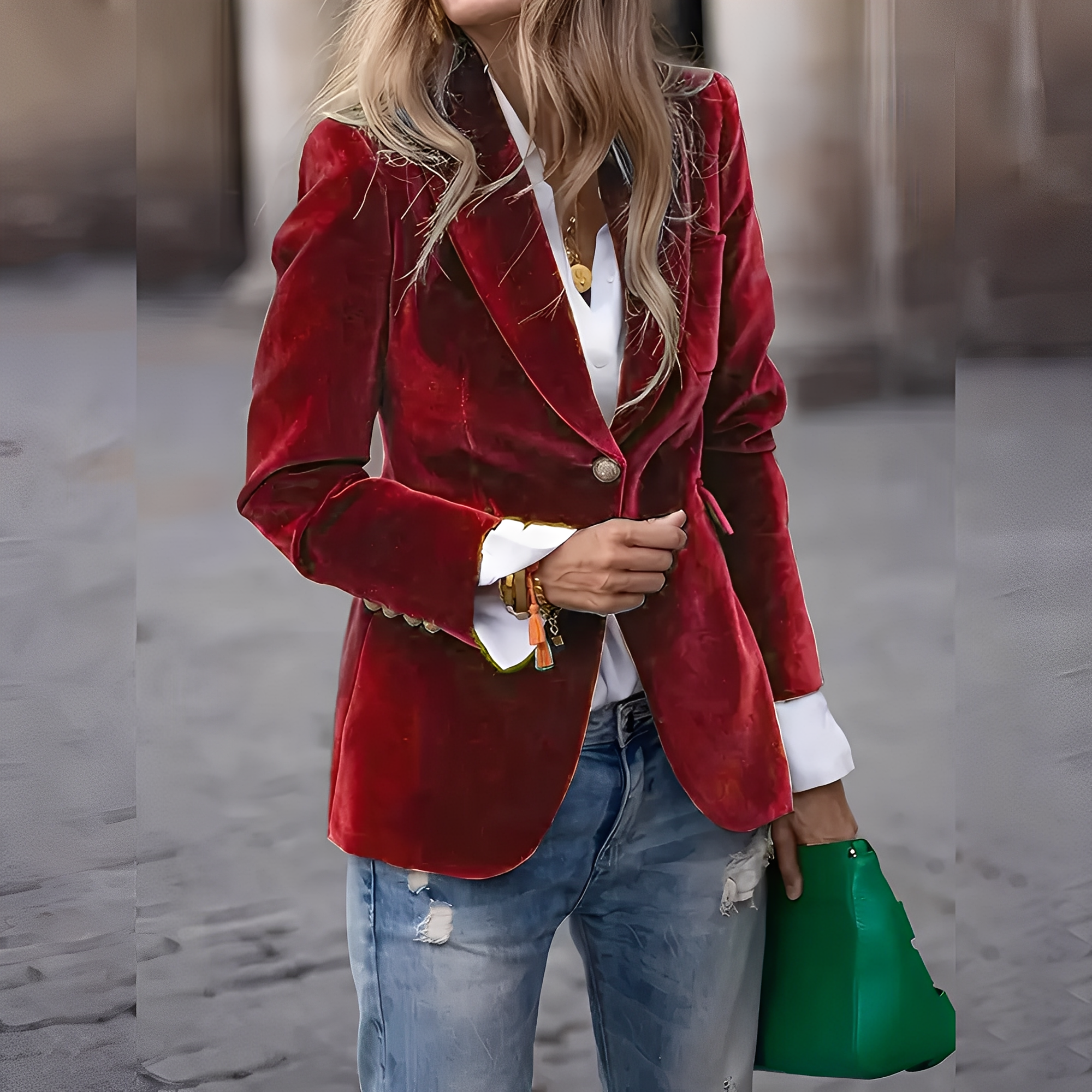Alise - Elegant, Slim-Cut Velvet Blazer for Women
