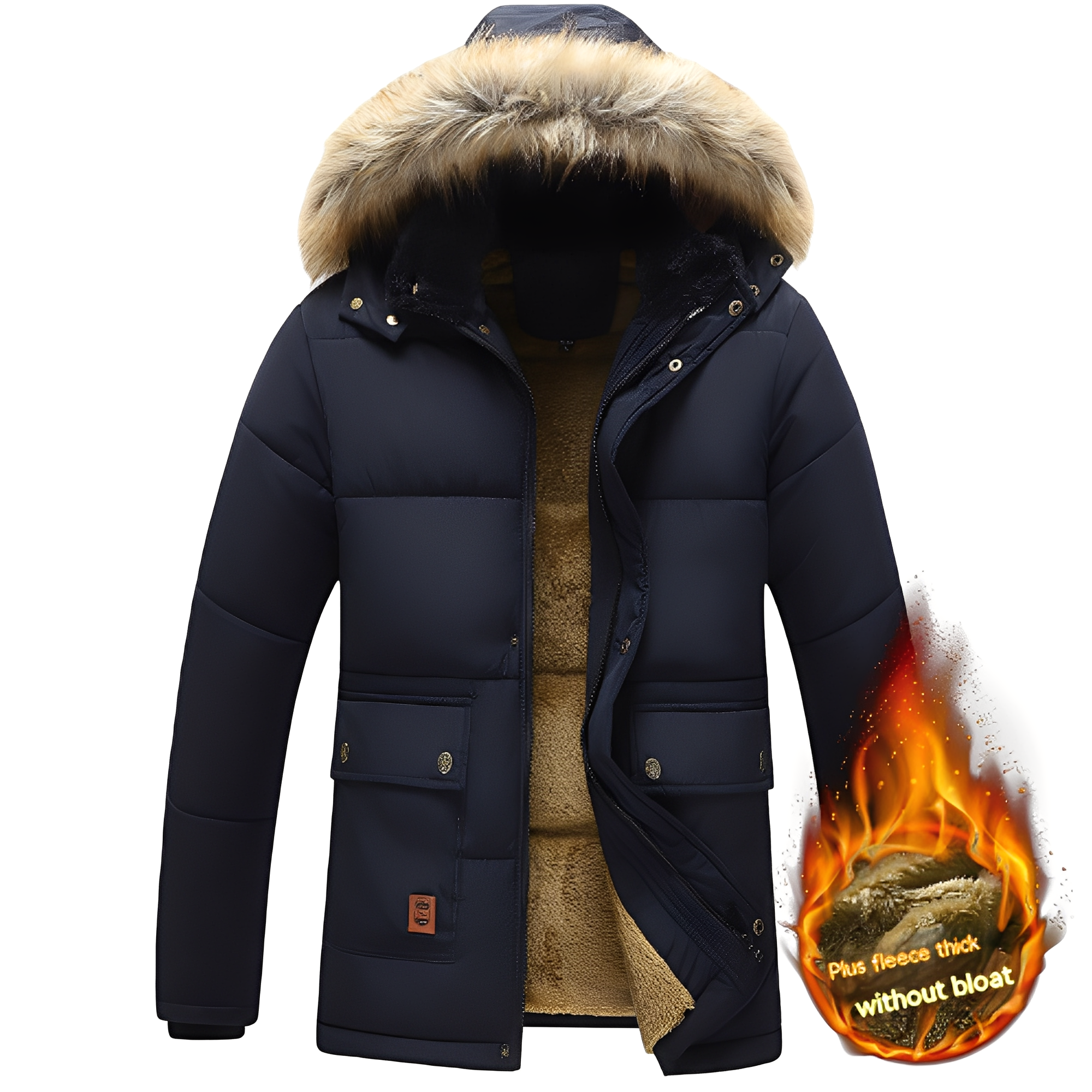 Crispian - Warm parka jacket with detachable hood for men