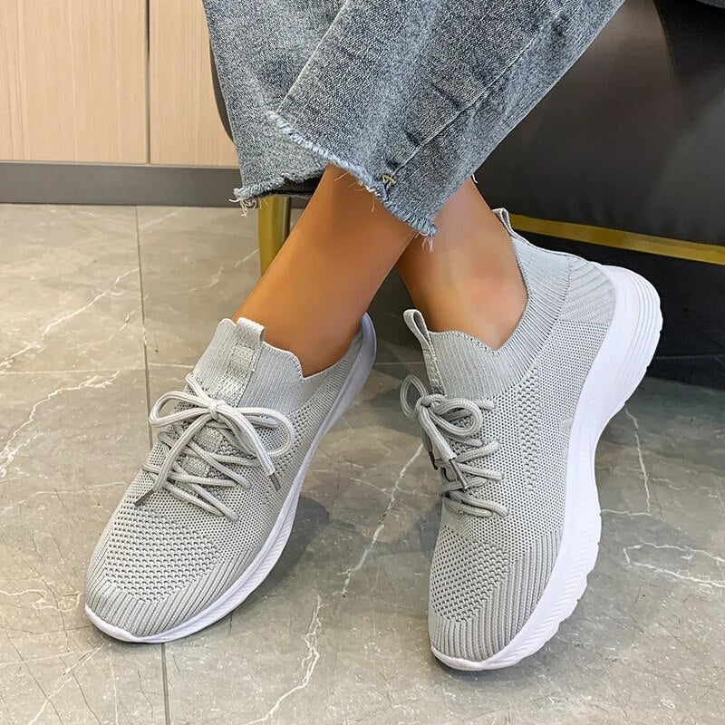 Brinley - Women's Breathable Lace Up Shoes Wide Fit