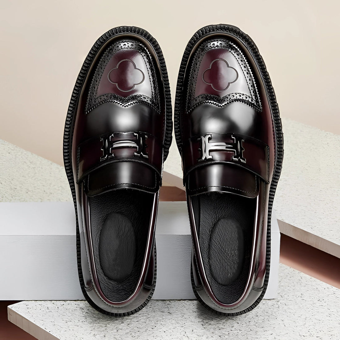 Marc – Bordeaux Leather Loafer with Thick Sole