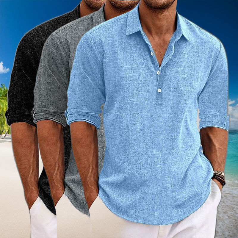 Reynold - Casual Linen Long Sleeve Shirt Men