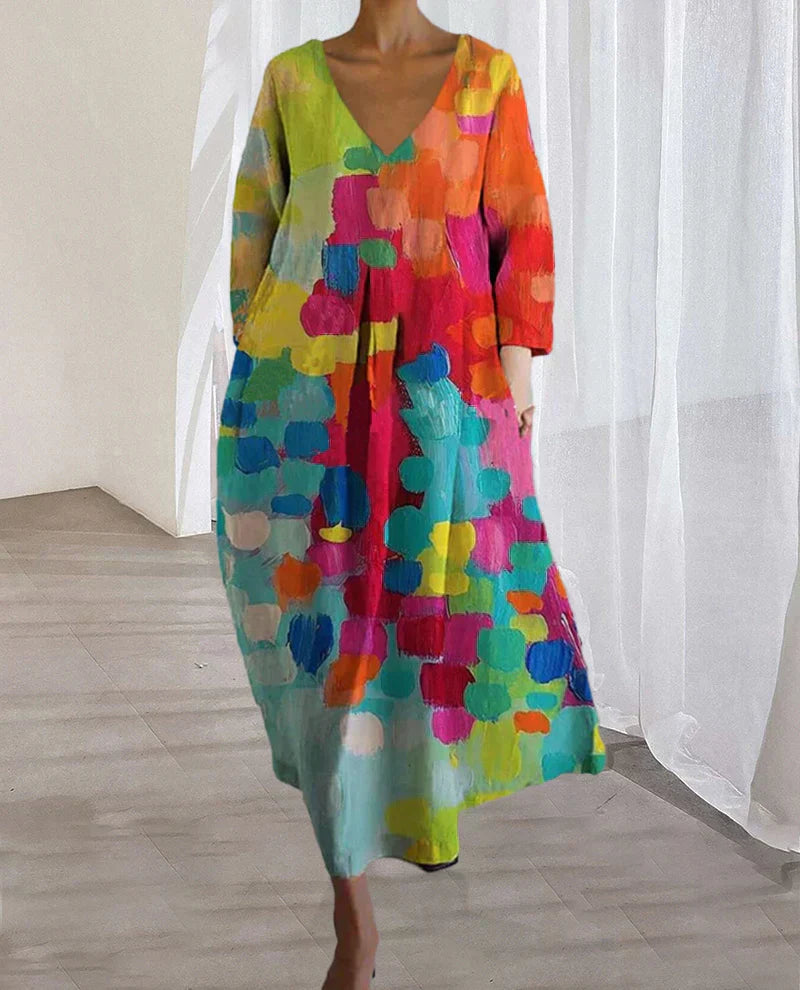 Noemi – Loose Dress with Artistic Print