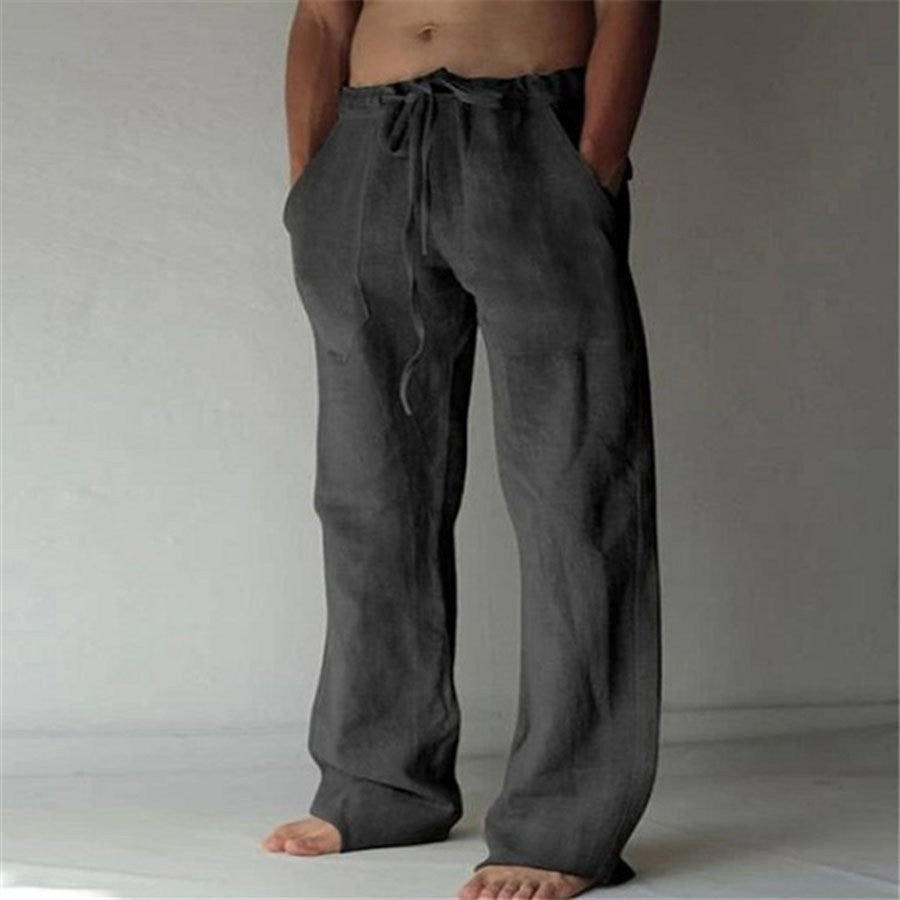 Benjamin - plain linen casual trousers for men
