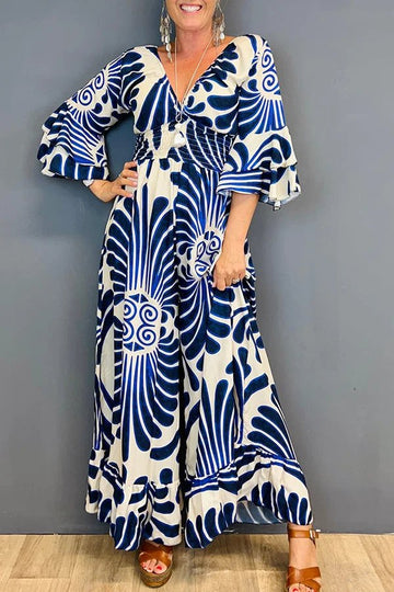 Elvira - Vintage Overall with Floral Pattern and Ruffle Sleeves