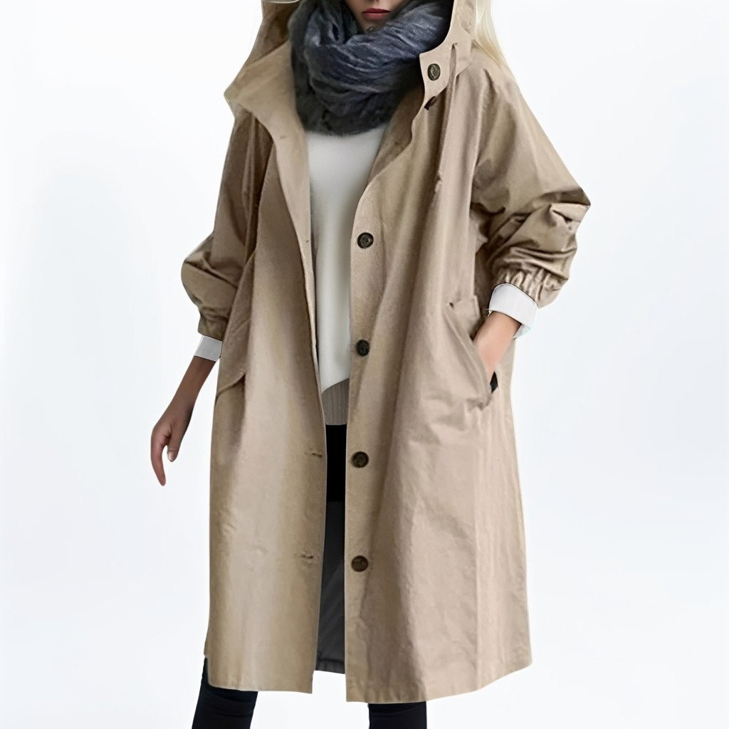 Shawna - Long, Waterproof Hooded Jacket for Women