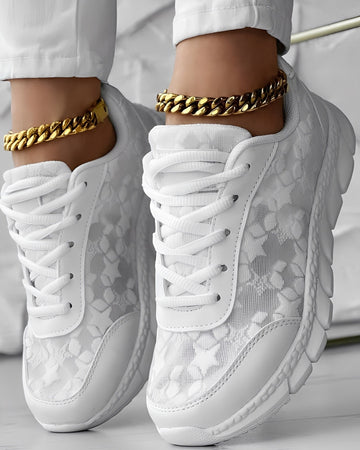 Elisabeth - Casual, breathable sneakers with floral pattern for women