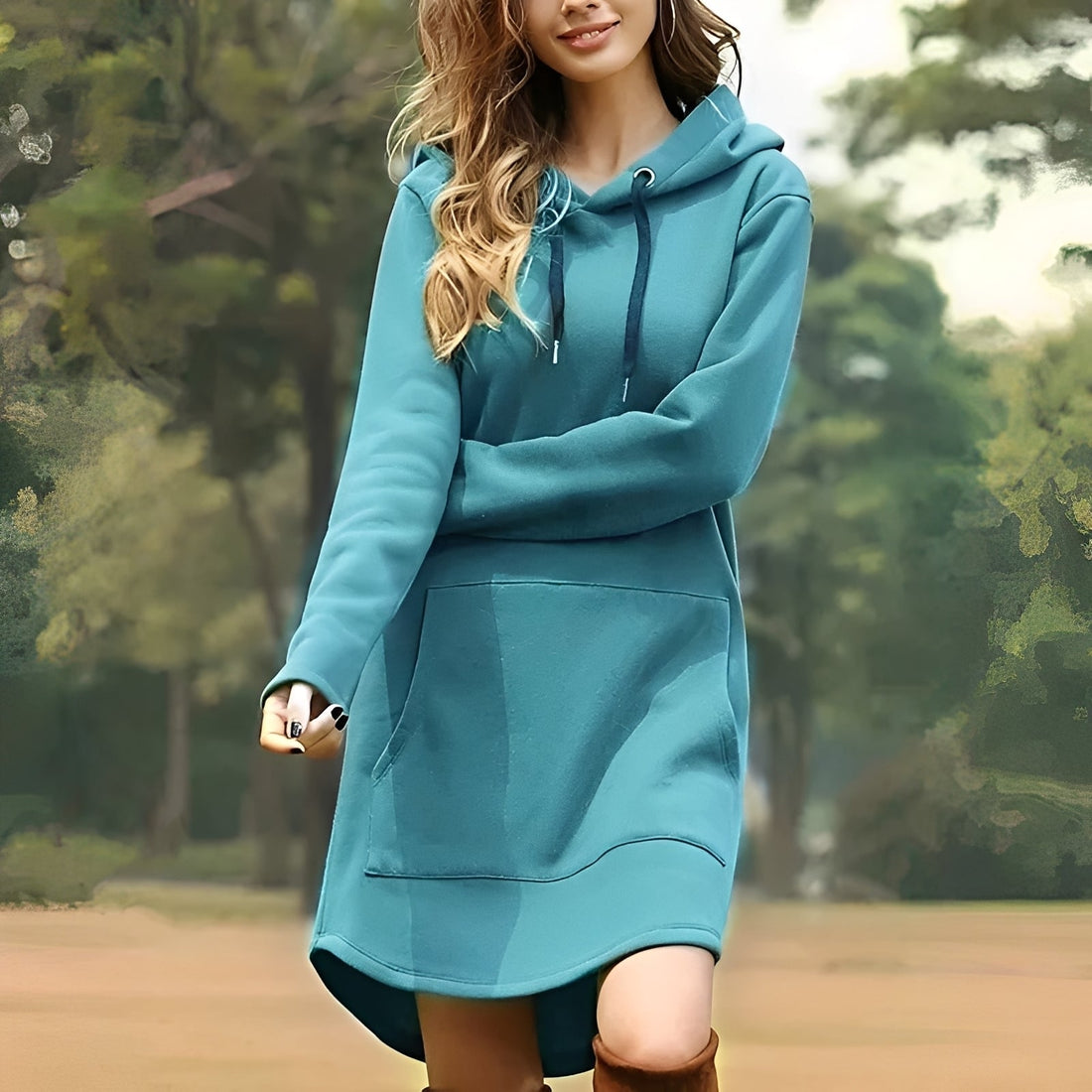 Lorraine - Casual long hooded dress for women