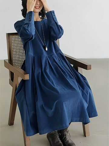 Shyanne - Casual, Loose Corduroy Dress with Pockets for Women
