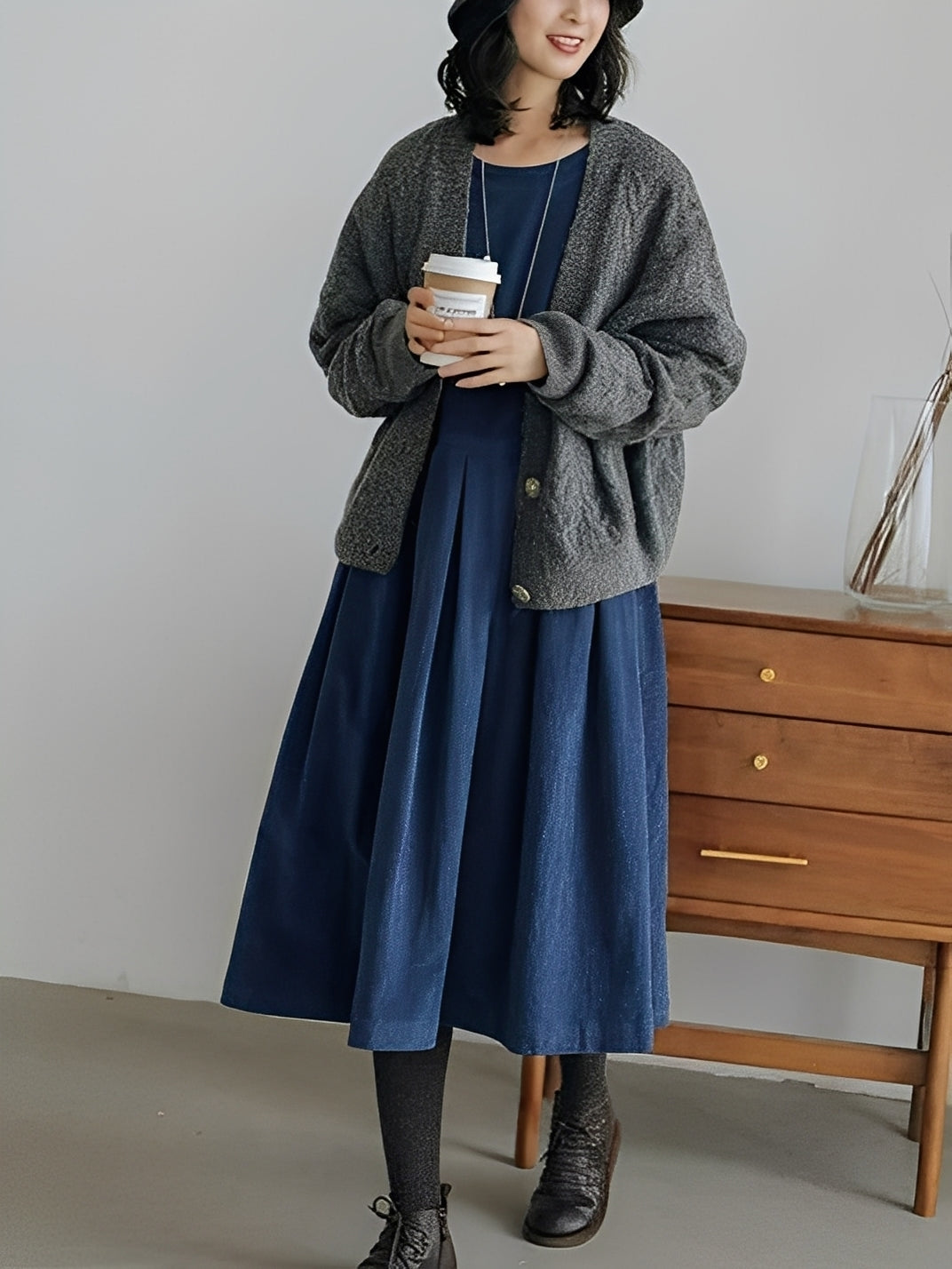 Shyanne - Casual, Loose Corduroy Dress with Pockets for Women