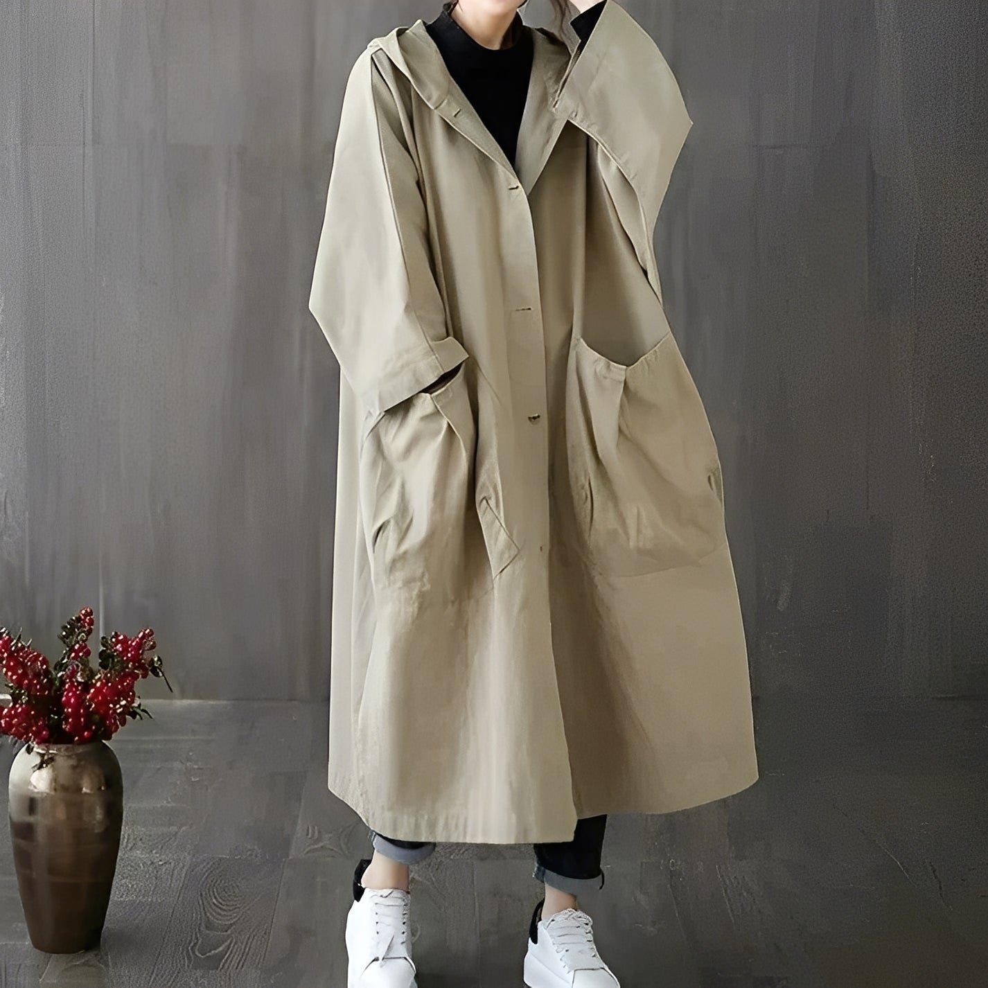 Myranda - Modern Trench Coat with Pockets for Women