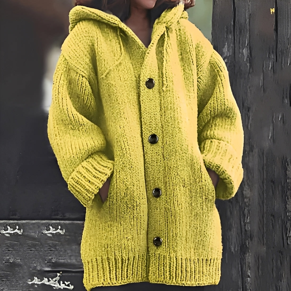 Jaqueline - Cozy Knit Cardigan with Hood for Women