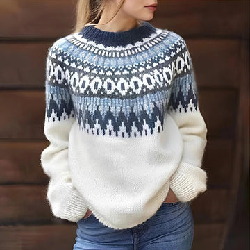 Holly - Classic Wool Sweater with Print for Women